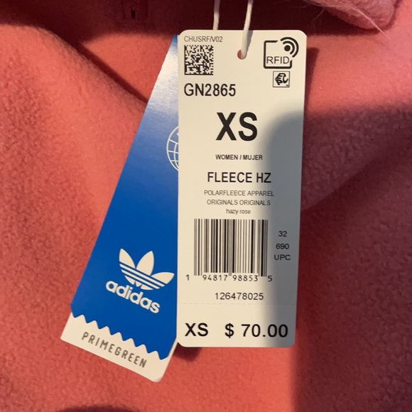 adidas Originals  quarter zip fleece sweatshirt in hazy rose - Picture 5 of 6